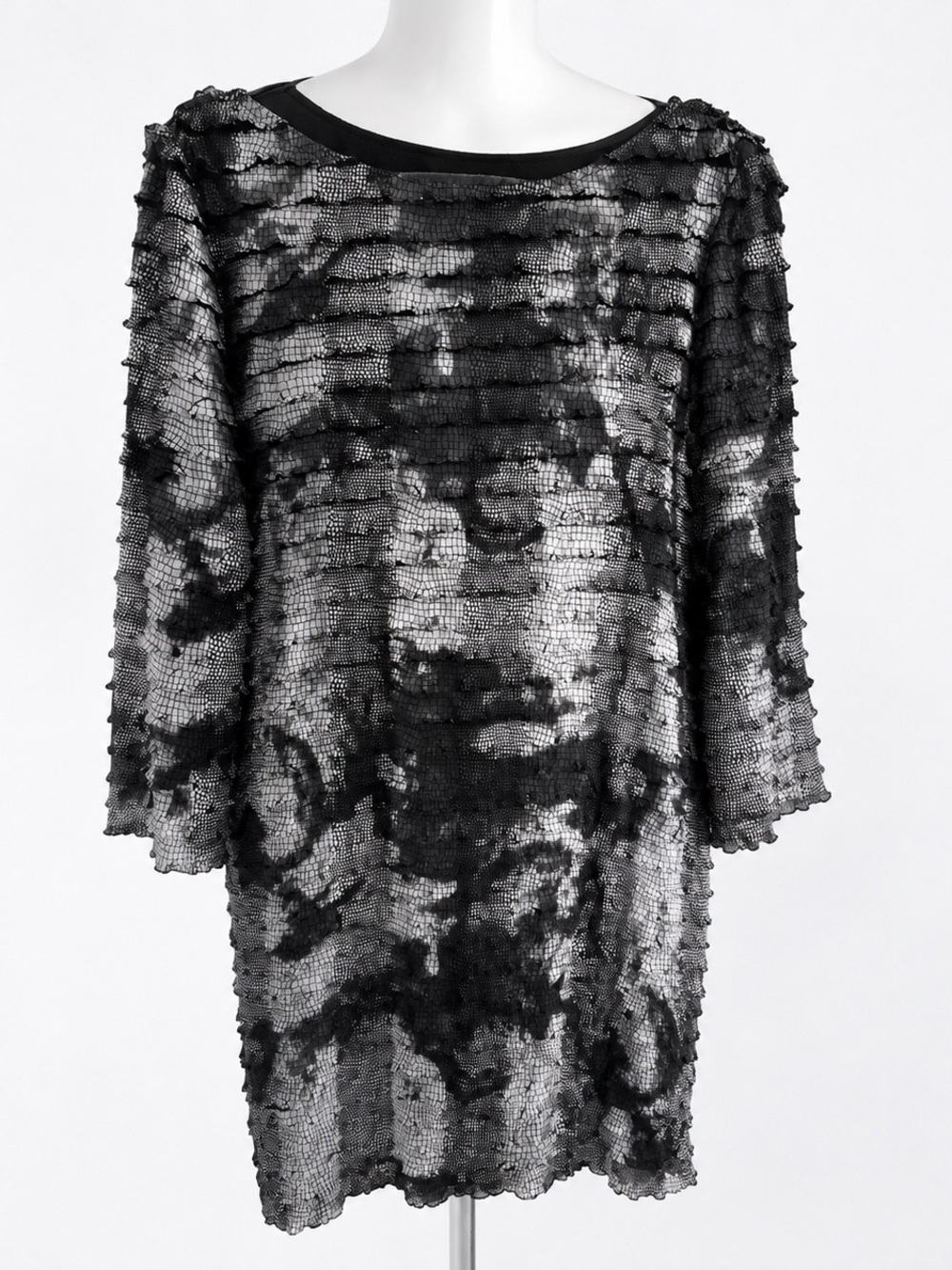 Cartise Canada Boutique Mesh Overlay Dress Gray Black Abstract Stretch EU Chic